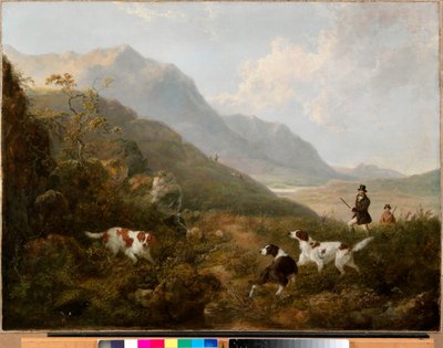 Korhoen jagen in de Hooglanden door Charles Henry Schwanfelder