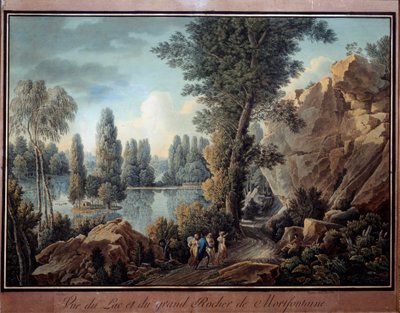 Le grand rock et le lac du parc de Mortefontaine door Charles Hippolyte Cassas