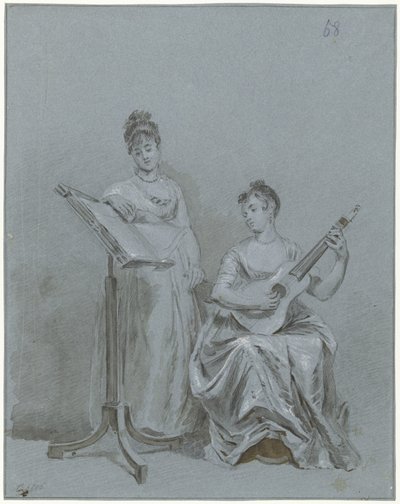 Twee musicerende dames door Charles Howard Hodges
