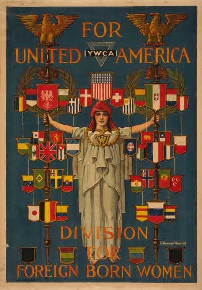 Voor verenigd Amerika, YWCA-divisie voor buitenlandse vrouwen door Charles Howard Walker
