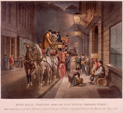 Algemeen Postkantoor, Lombard Street, Londen, 1827 door Charles Hunt