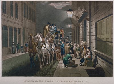 Postkoets buiten het Hoofdpostkantoor, Lombard Street, City of London door Charles Hunt