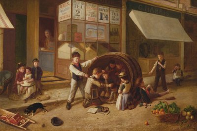 Kattenkwaad Buiten de Kruidenier door Charles Hunt