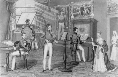 Het wonder van Windsor: De kunstenaar, dichter, violist, hier zien we, en alles is Tweedle-dum en Tweedle-dee, ca. 1841 door Charles Hunt