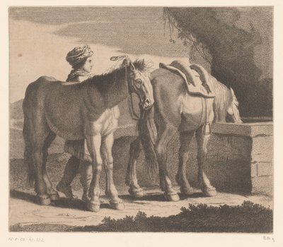 Drinkende paarden door Charles II Errard (attributed to)