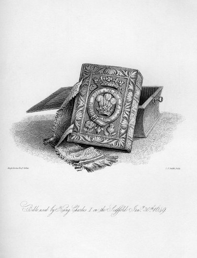 Bijbel gebruikt door Koning Charles I op het schavot, 30 januari 1649, 1840 door Charles J. Smith