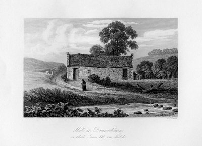 Molen bij Bannockburn, waar James III van Schotland werd gedood in 1488, 1840 door Charles J. Smith