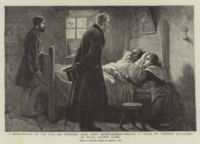 Een herinnering aan het late Ierse hoofdsecretariaat van de heer Forster, een slachtoffer van kapitein Moonlight bezoekend in Tulla, County Clare door Charles J. Staniland