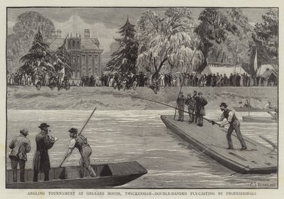 Hengeltoernooi bij Orleans House, Twickenham, Dubbelhandig Vliegvissen door Professionals door Charles J. Staniland