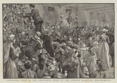 Kerstboom op de kinderafdeling van het London Hospital, Whitechapel door Charles J. Staniland