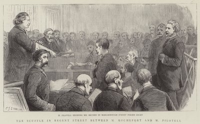 De vechtpartij in Regent Street tussen M Rochefort en M Pilotell door Charles J. Staniland