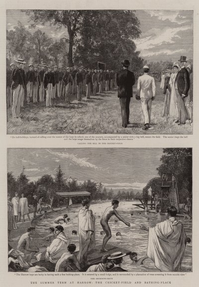 Het zomerseizoen in Harrow, het cricketveld en de badplaats door Charles J. Staniland