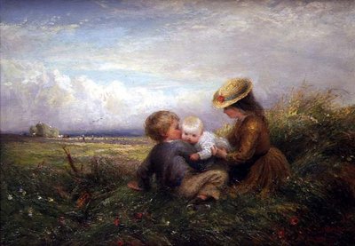 Kinderen in een veld door Charles James Lewis