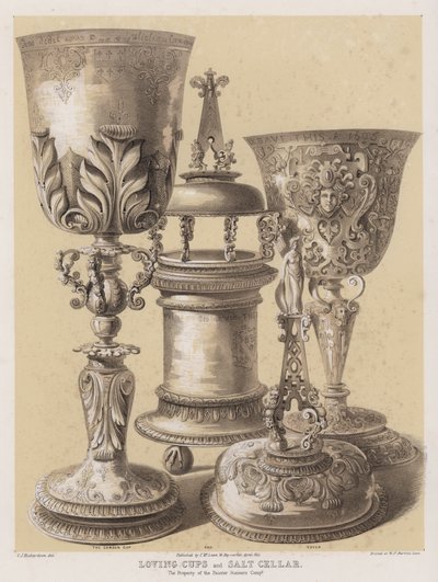 Liefdesbekers en zoutvat, eigendom van de Painter Stainers Company door Charles James Richardson