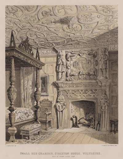 Kleine slaapkamer, Stockton House, Wiltshire, zetel van Henry Biggs door Charles James Richardson