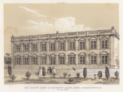 De tuinzijde van Brympton Manor House, Somersetshire, Inigo Jones, architect door Charles James Richardson