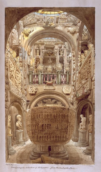 Uitzicht op een deel van de collectie antiquiteiten, 9 september 1825 door Charles James Richardson