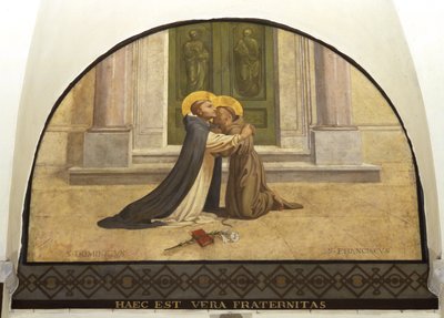 Kus van St. Franciscus en St. Dominicus door Charles Jean Baptiste Besson