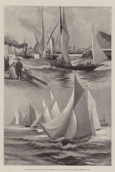 De jachtrace van Dover naar Helgoland, de start voor de beker van de Duitse keizer door Charles John de Lacy