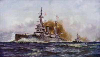 Een beroemde slagkruiser - HMS Invincible door Charles John de after Lacy