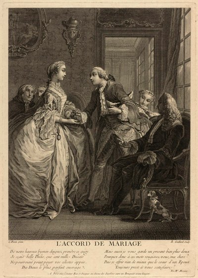 Het huwelijksakkoord door Charles Joseph Dominique Eisen