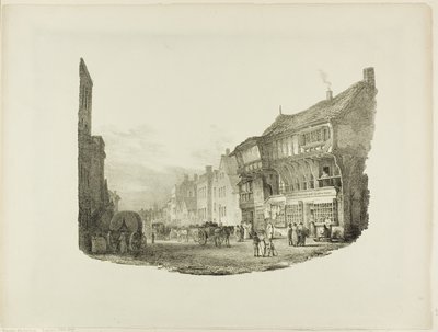 Bridge Street, Chester, uit Lithografische Impressies van Schetsen uit de Natuur door Charles Joseph Hullmandel