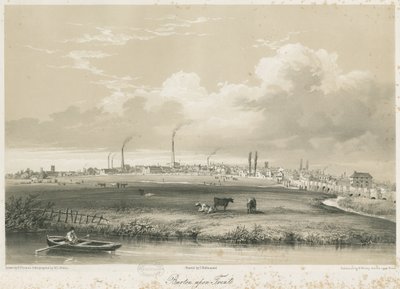 Burton-upon-Trent Brug en Stad door Charles Joseph Hullmandel