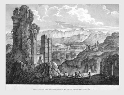 Kruising van de Rhône en Saône, Romeinse ruïnes bij Lyon, ca. 1835 door Charles Joseph Hullmandel