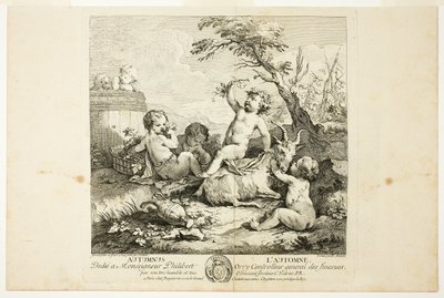 Herfst, plaat drie uit Le Quatre Saisons door Charles Joseph Natoire