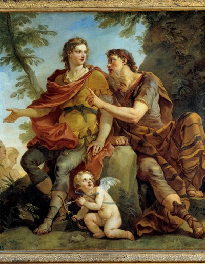 Geschiedenis van Telemaque: Telemaque luistert naar het advies van Mentor door Charles Joseph Natoire