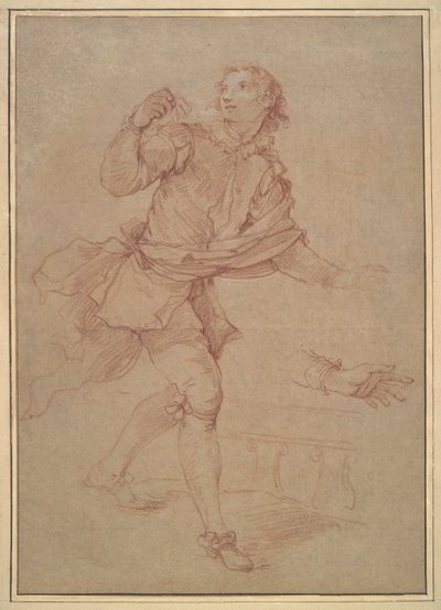 Studie van een Jonge Man, studie voor het wandtapijt, Sancho door Charles Joseph Natoire