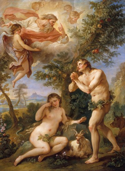 De Berisping van Adam en Eva door Charles Joseph Natoire