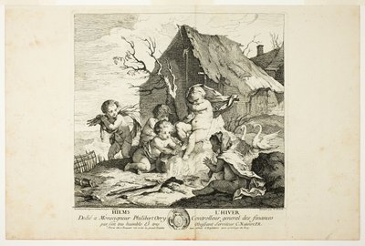 Winter, plaat vier uit Le Quatre Saisons door Charles Joseph Natoire