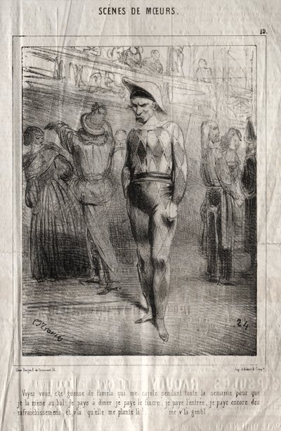 Scènes de moeurs: Zie je, die Pamela vleit me de hele week om me naar het bal te laten gaan... door Charles Joseph Traviès de Villers