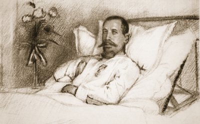 Een leider wiens gewonde Sir Ian Hamilton een ramp heeft genoemd: Generaal Gouraud, in het ziekenhuis in Parijs, uit The Illustrated War News, 1915 door Charles Jules Duvent