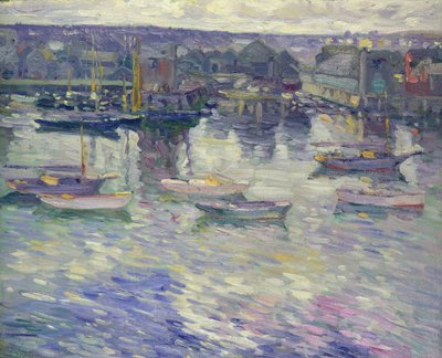 Gemeerde boten, ca.1919 (olieverf op doek) door Charles Kaelin