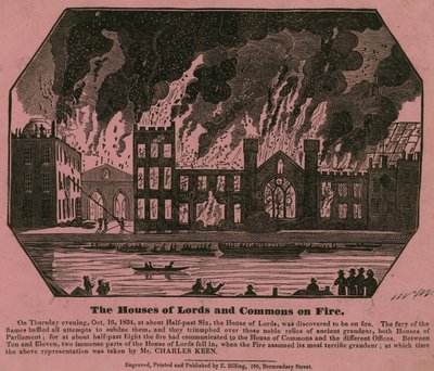 De Huizen van Lords en Commons in brand, 16 oktober 1834 door Charles Keene