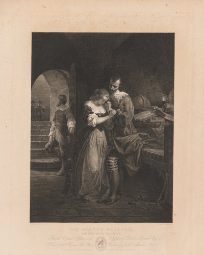Sir Walter Raleigh schilderij met zijn vrouw door Charles Kennedy Burt