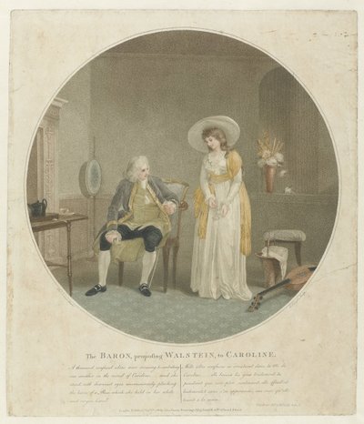 Vrouw met een witte roos en een man op een stoel door Charles Knight