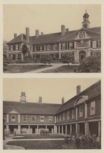 Morden College, Blackheath, Kent, Ingang en Deel van de Binnenplaats door Charles Latham