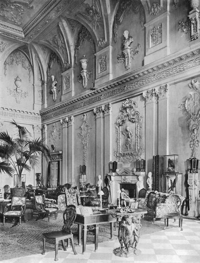 Ragley Hall: De Grote Hal, Noordzijde door Charles Latham