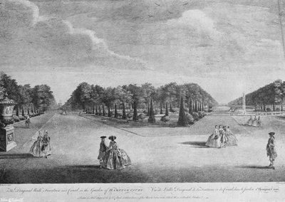 De taxusbomen bij Hampton Court in de achttiende eeuw door Charles Latham