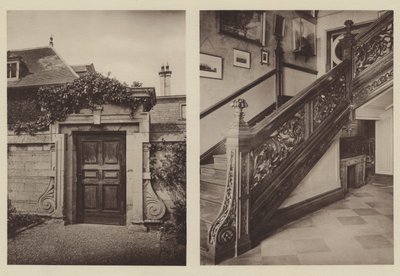 Thorpe Hall, Peterborough, Zij-ingang naar de Stallen, de Trap door Charles Latham