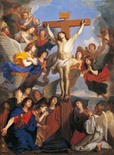 Kruisbeeld met engelen, circa 1660, door Charles Le Brun door Charles Le Brun