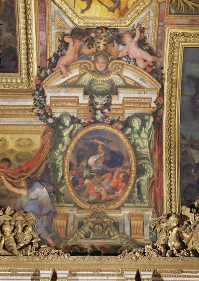 Nederlaag van de Turken in Hongarije door de troepen van de koning in 1664, plafondschildering uit de Galerie des Glaces door Charles Le Brun