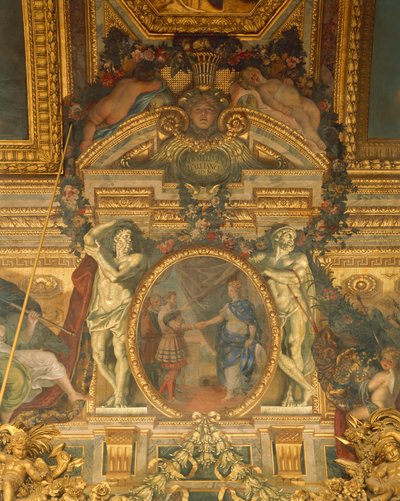 Decoraties in de Spiegelzaal, Paleis van Versailles (UNESCO Werelderfgoed) (detail) door Charles Le Brun