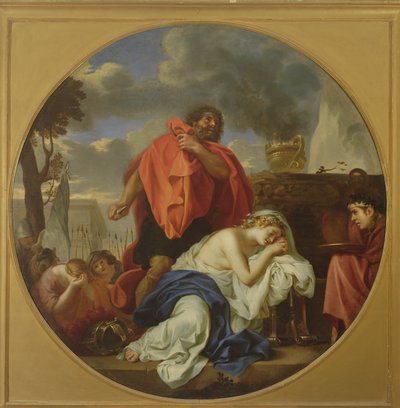 Jephthah op het punt zijn dochter te offeren door Charles Le Brun
