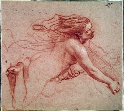 Naakte vrouw op haar knieën door Charles Le Brun