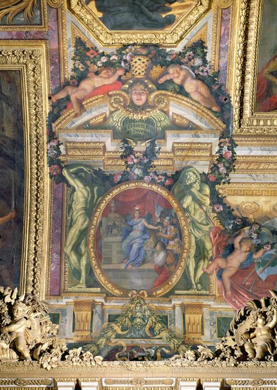 De Stichting van het Hotel Royal des Invalides in 1674, Plafondschildering uit de Galerie des Glaces door Charles Le Brun