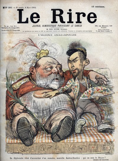 Anglo-Japanse Alliantie (1902) Diplomatie heeft net een monster gebaard, nieuwe Radica-Doodica: wie zal de Decaan zijn? - Koning Edward VII - KARIKATUUR 1902 door Charles LEANDRE voor The Laughter door Charles Leandre